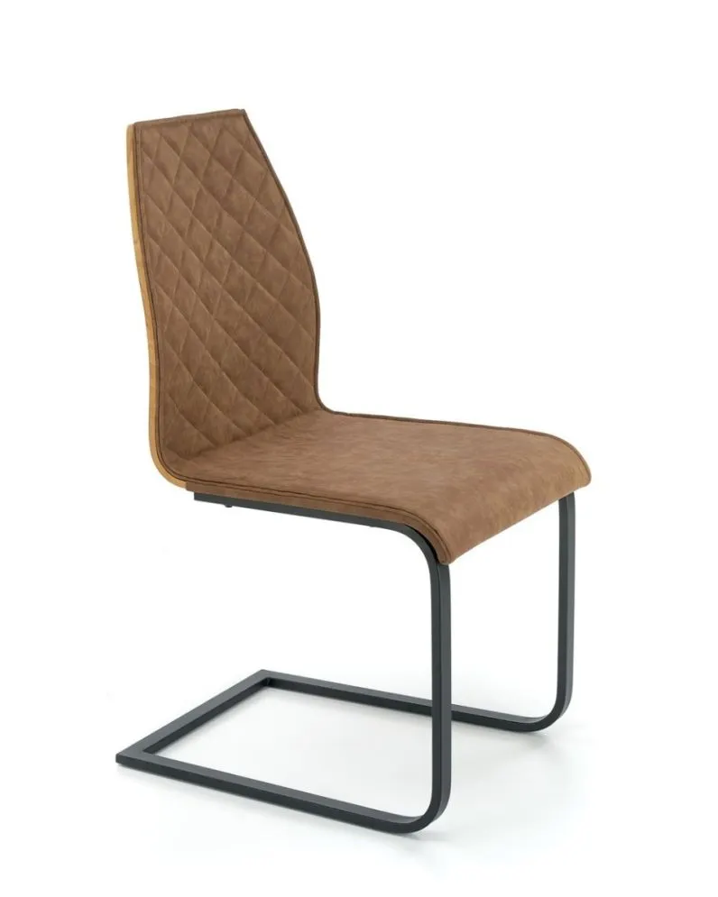 Krzesło tapicerowane K265 brązowe na płozach | MIRAT.