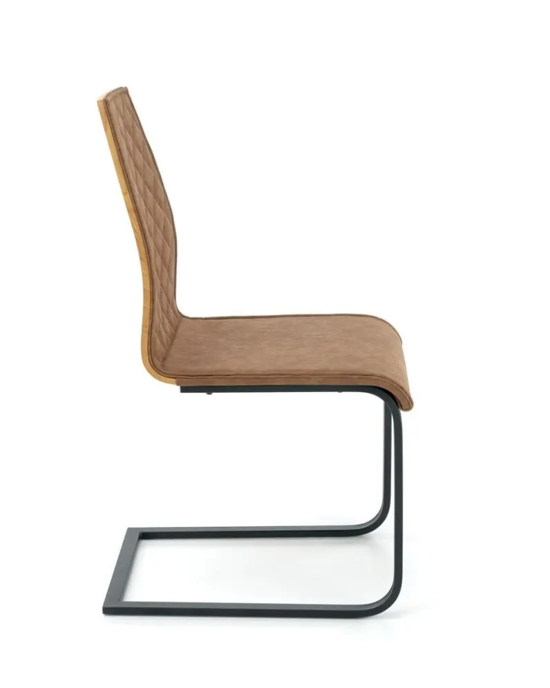 Krzesło tapicerowane K265 brązowe na płozach | MIRAT.