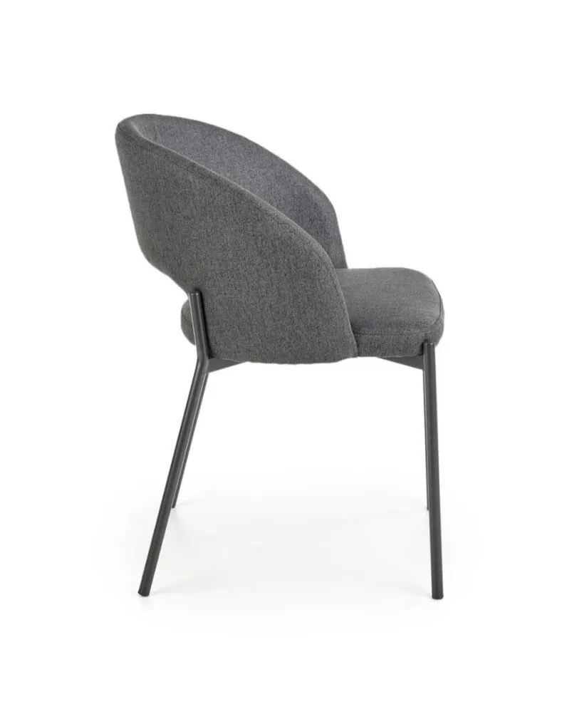 Krzesło tapicerowane K373 szare z łukowym oparciem na czarnych nogach | MIRAT.