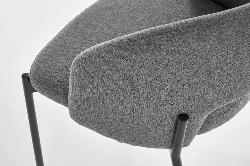 Krzesło tapicerowane K373 szare z łukowym oparciem na czarnych nogach | MIRAT.