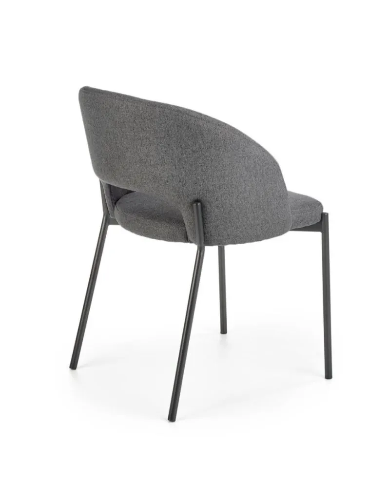 Krzesło tapicerowane K373 szare z łukowym oparciem na czarnych nogach | MIRAT.