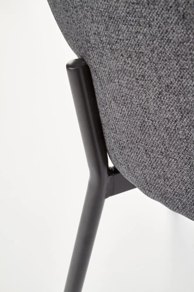 Krzesło tapicerowane K373 szare z łukowym oparciem na czarnych nogach | MIRAT.