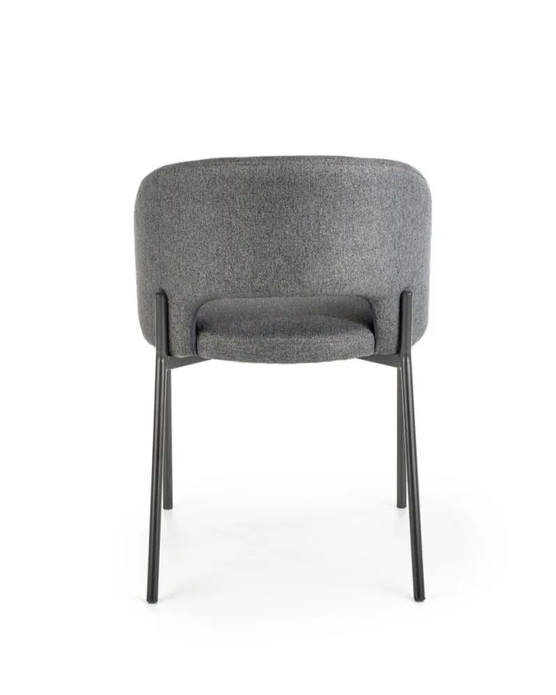 Krzesło tapicerowane K373 szare z łukowym oparciem na czarnych nogach | MIRAT.