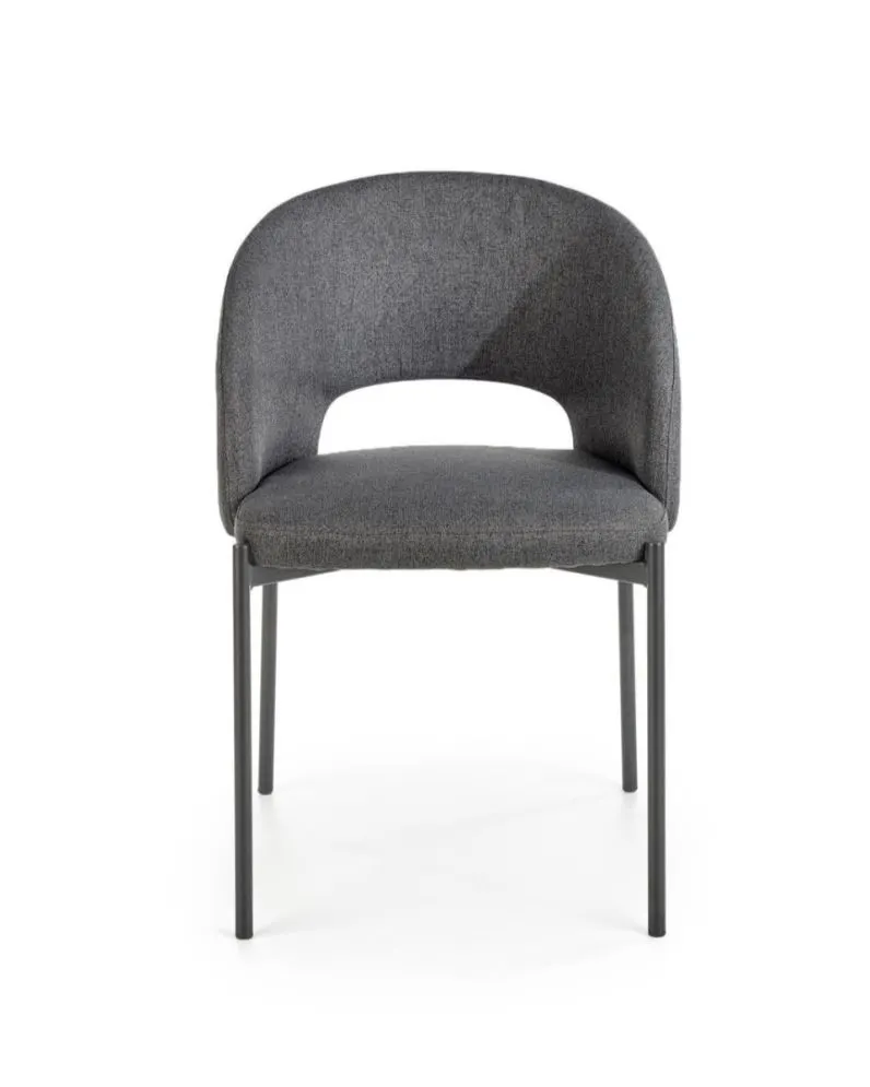 Krzesło tapicerowane K373 szare z łukowym oparciem na czarnych nogach | MIRAT.