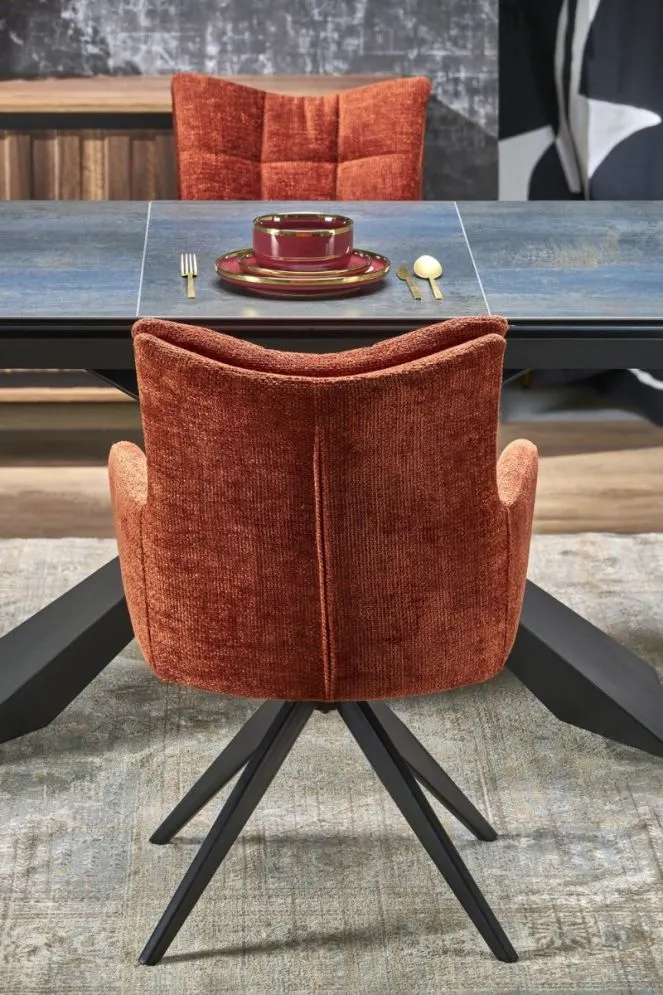 Stół rozkładany LUCIANO 180(230)x90 niebieski marmur/czarny na metalowej podstawie I sklep meblowy MIRAT. styl LOFT