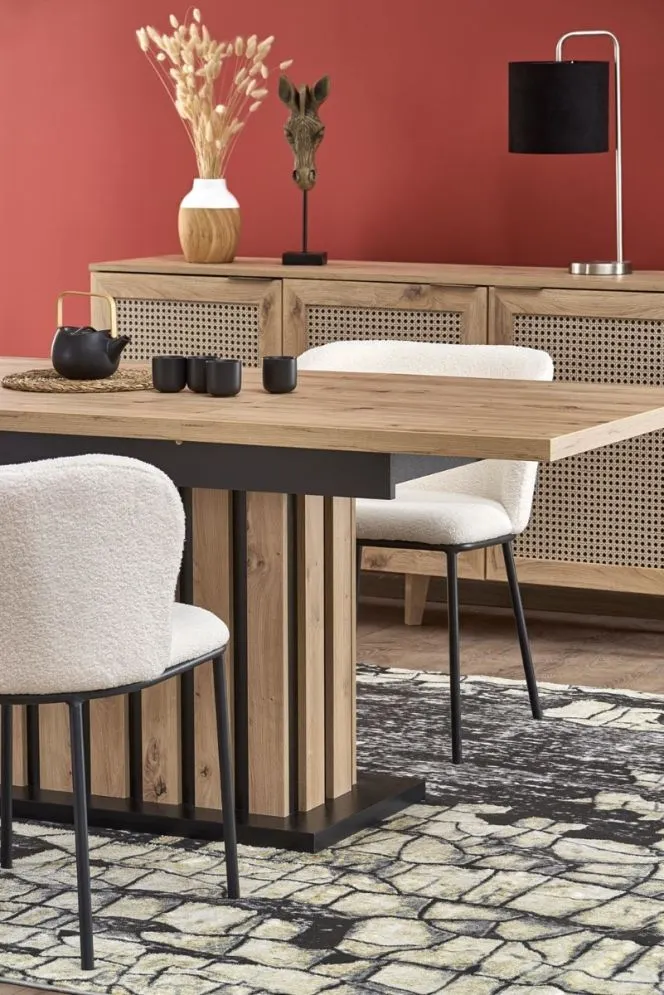 Stół rozkładany LAMELLO 160(210)x90 dąb artisan/czarny z lamelami I sklep meblowy MIRAT. styl LOFT