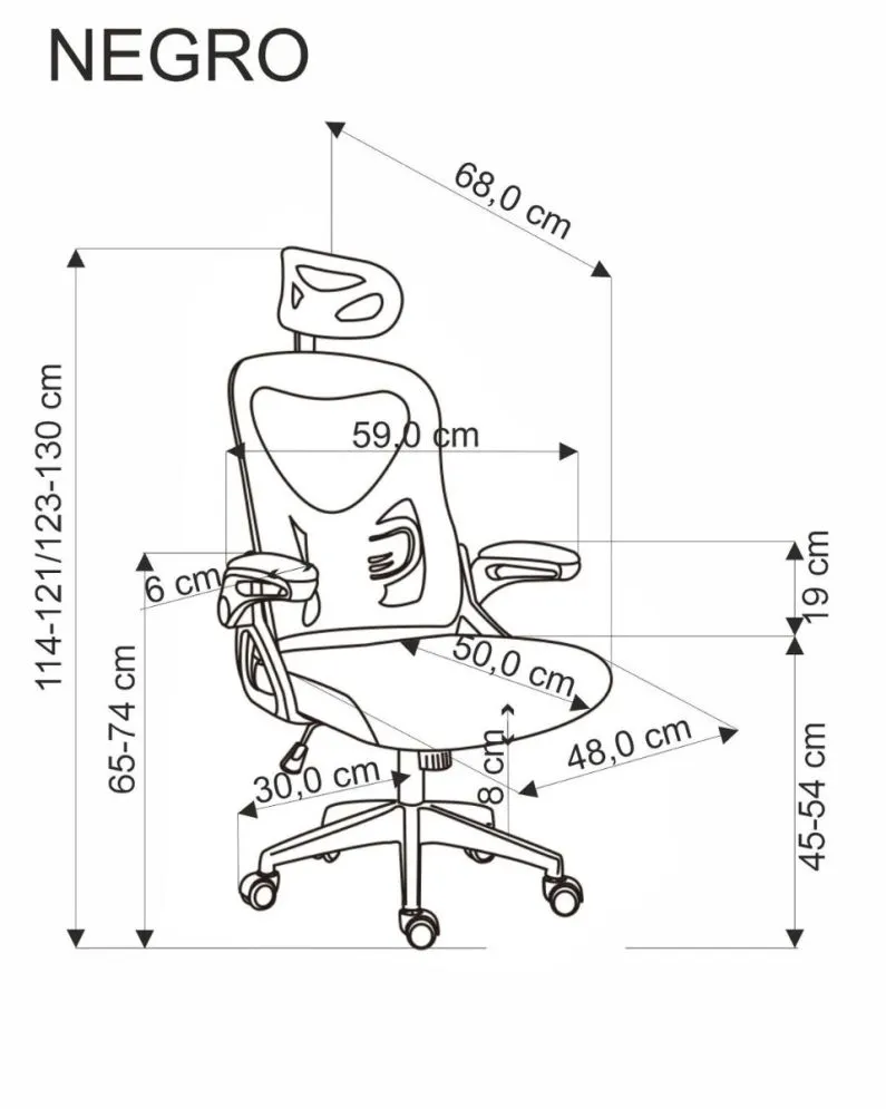 Fotel biurowy NEGRO czarny z regulowanym zagłówkiem I sklep meblowy MIRAT.