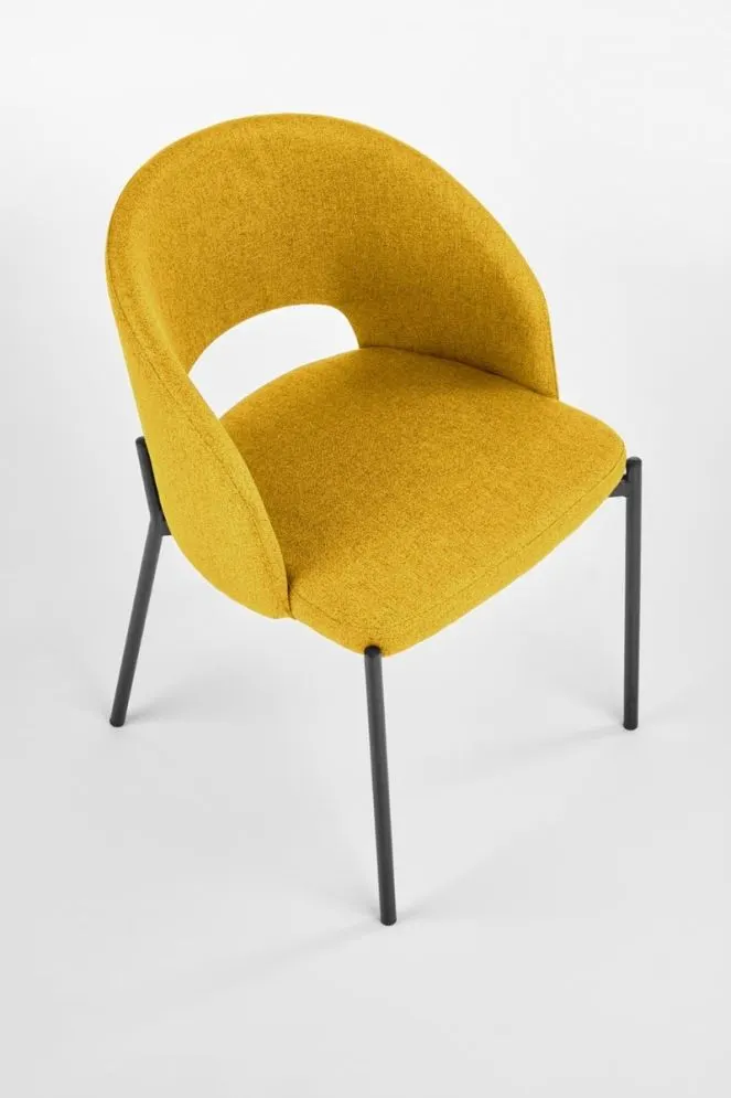 Krzesło tapicerowane K373 musztardowe na metalowych nogach I sklep meblowy MIRAT. styl LOFT