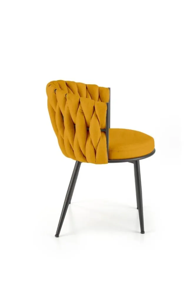 Krzesło tapicerowane K516 musztardowe plecione I sklep meblowy MIRAT. styl LOFT