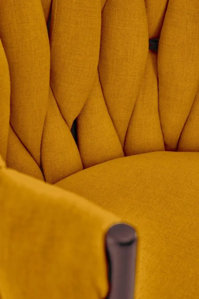 Krzesło tapicerowane K516 musztardowe plecione I sklep meblowy MIRAT. styl LOFT