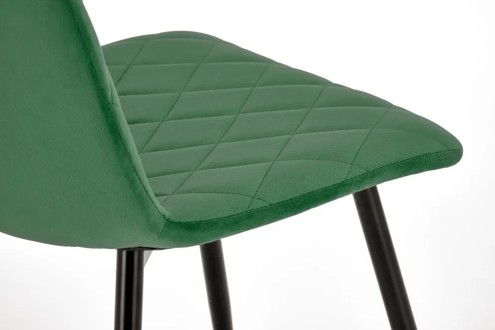 Krzesło tapicerowane K525 VELVET ciemne zielone na metalowych nogach I sklep meblowy MIRAT. styl GLAMOUR, LOFT