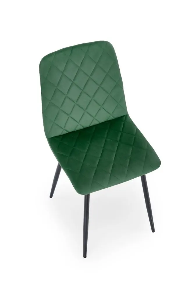 Krzesło tapicerowane K525 VELVET ciemne zielone na metalowych nogach I sklep meblowy MIRAT. styl GLAMOUR, LOFT