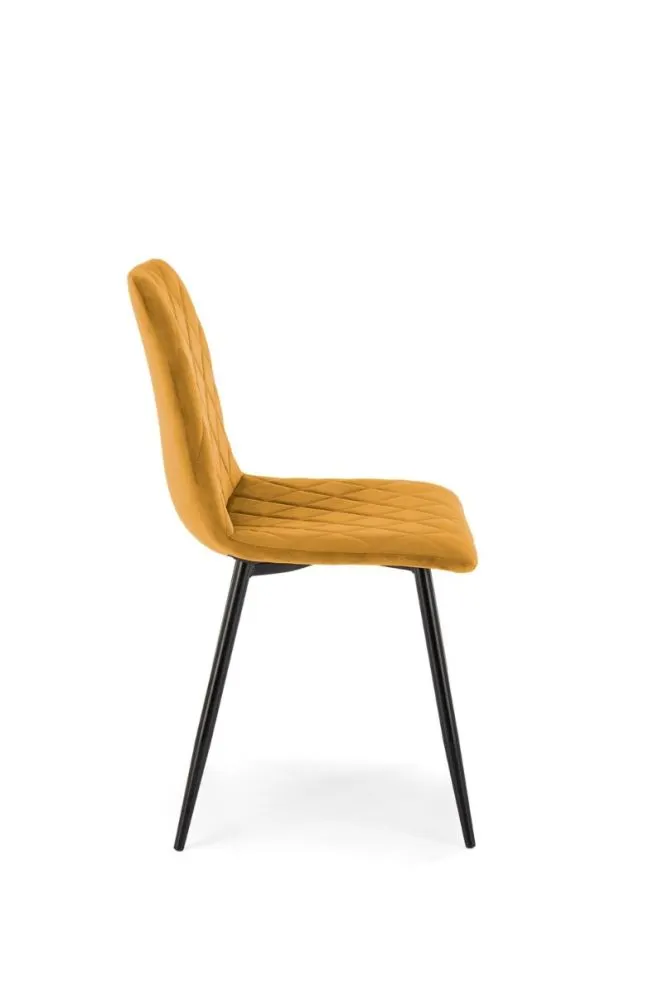 Krzesło tapicerowane K525 VELVET musztardowe pikowane I sklep meblowy MIRAT. styl GLAMOUR, LOFT
