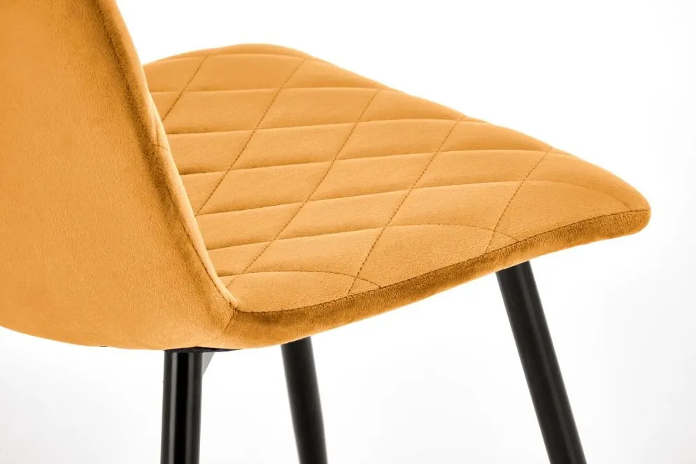 Krzesło tapicerowane K525 VELVET musztardowe pikowane I sklep meblowy MIRAT. styl GLAMOUR, LOFT