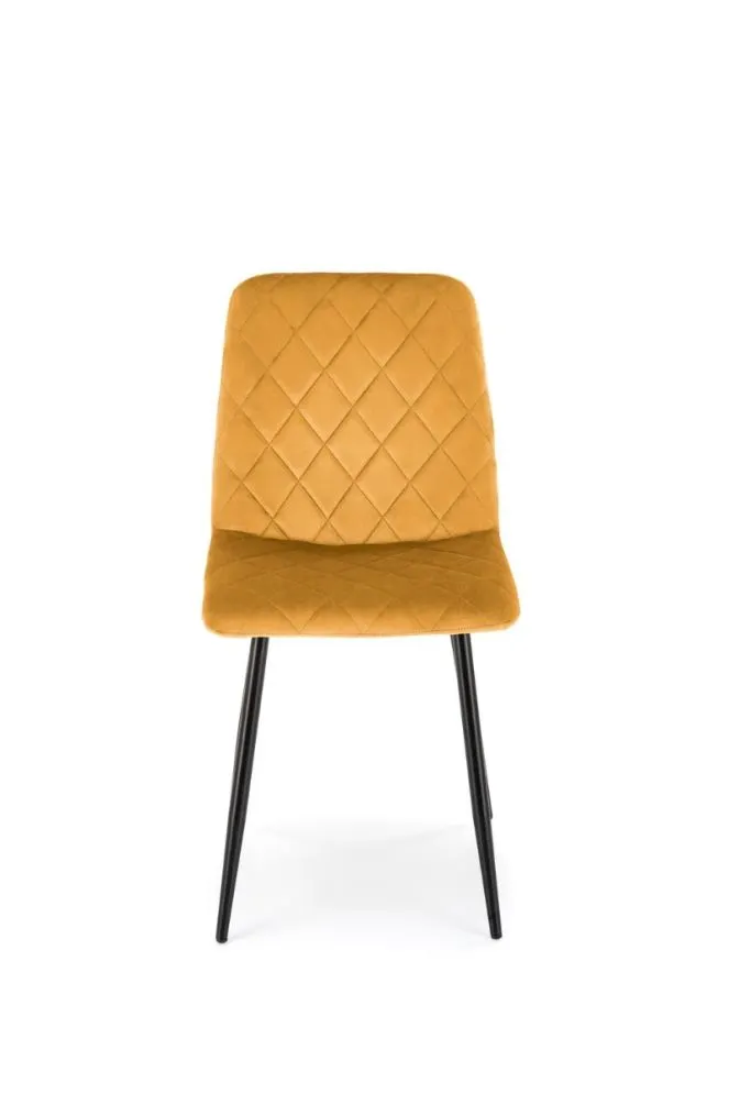 Krzesło tapicerowane K525 VELVET musztardowe pikowane I sklep meblowy MIRAT. styl GLAMOUR, LOFT