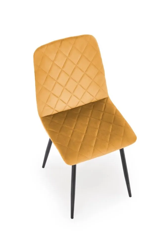Krzesło tapicerowane K525 VELVET musztardowe pikowane I sklep meblowy MIRAT. styl GLAMOUR, LOFT