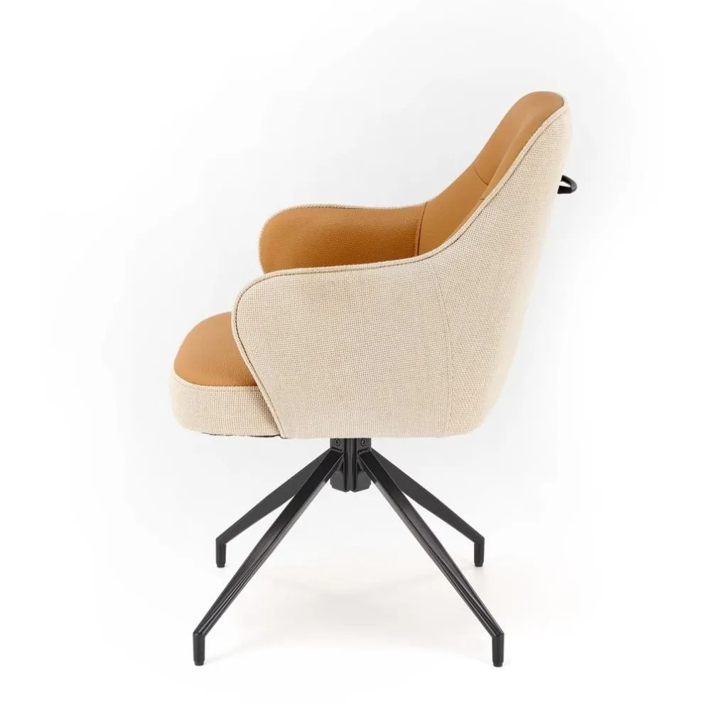 Krzesło K527 brązowe/beżowe obracane z eco skóry I sklep meblowy MIRAT. styl LOFT