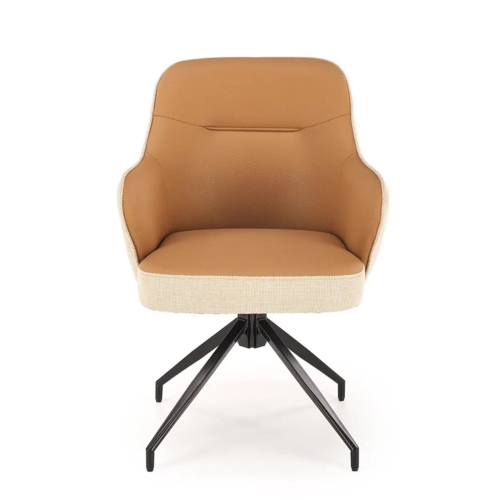 Krzesło K527 brązowe/beżowe obracane z eco skóry I sklep meblowy MIRAT. styl LOFT