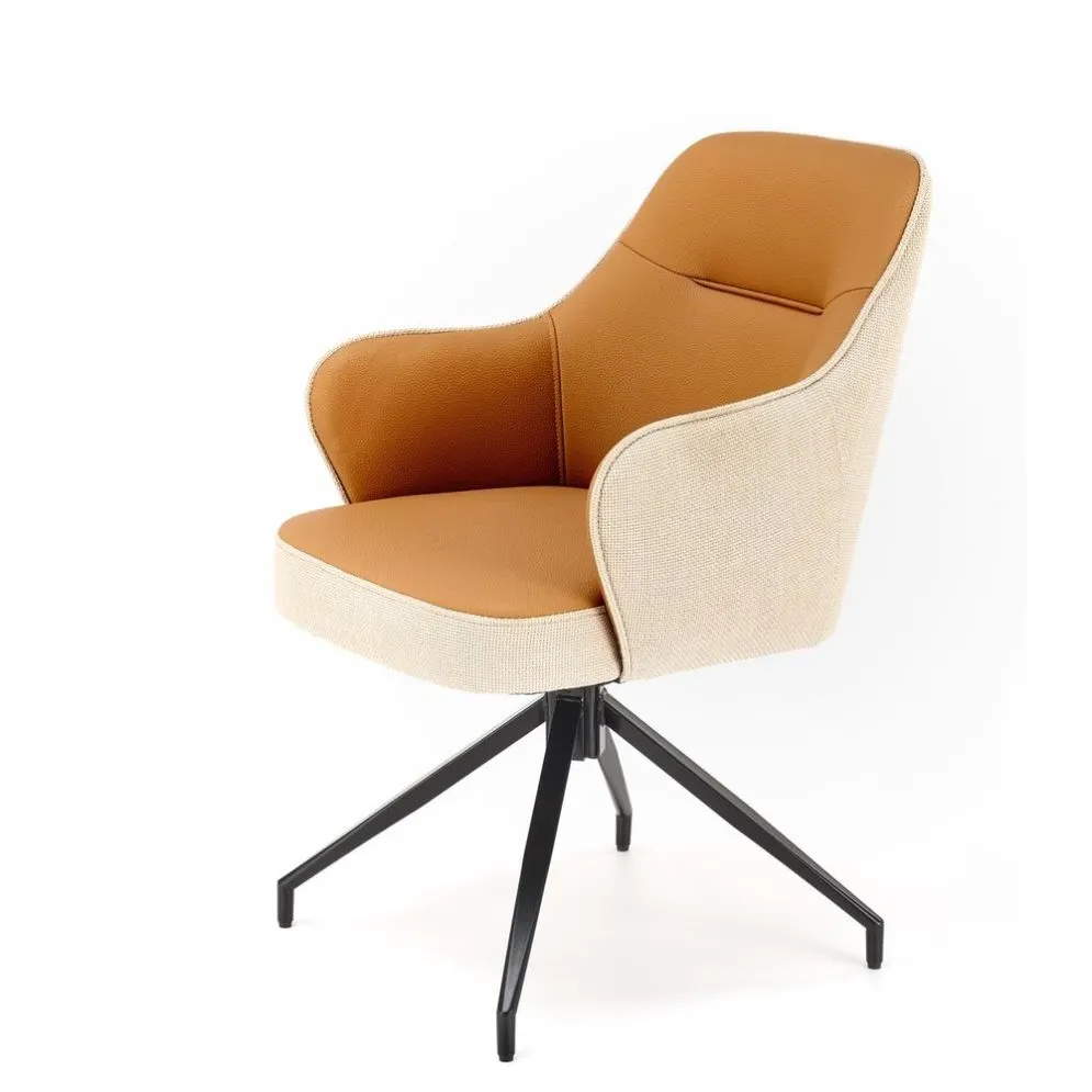 Krzesło K527 brązowe/beżowe obracane z eco skóry I sklep meblowy MIRAT. styl LOFT