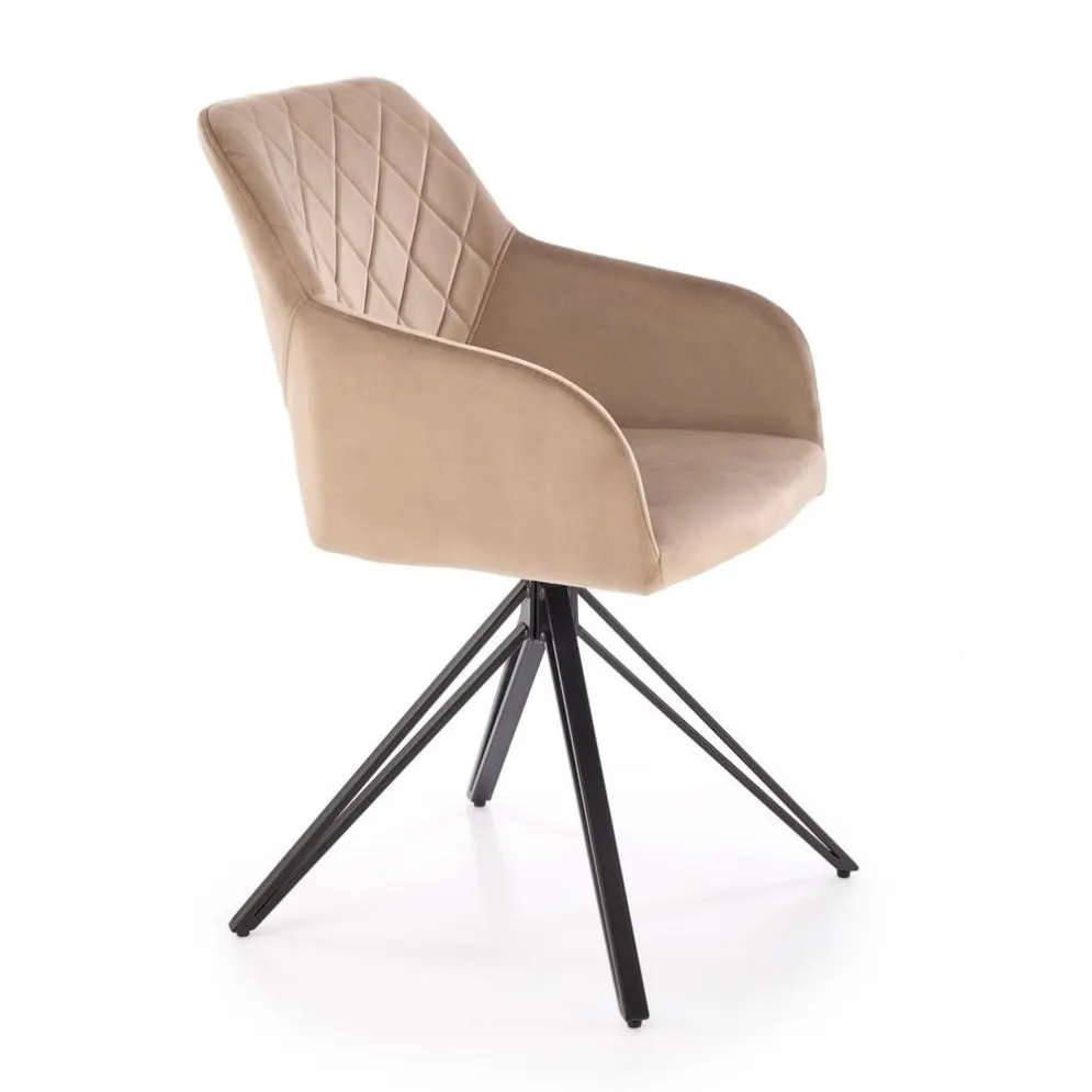 Krzesło tapicerowane K535 beżowe obracane welurowe I sklep meblowy MIRAT.