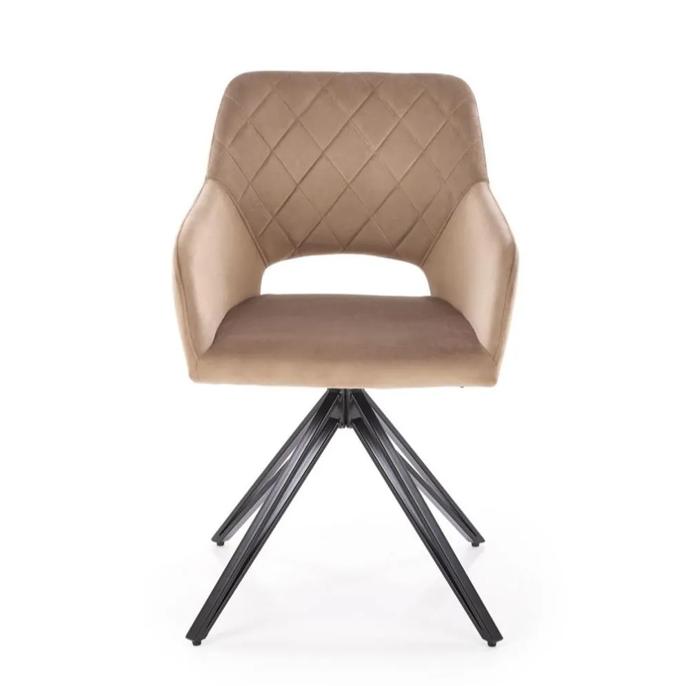 Krzesło tapicerowane K535 beżowe obracane welurowe I sklep meblowy MIRAT.