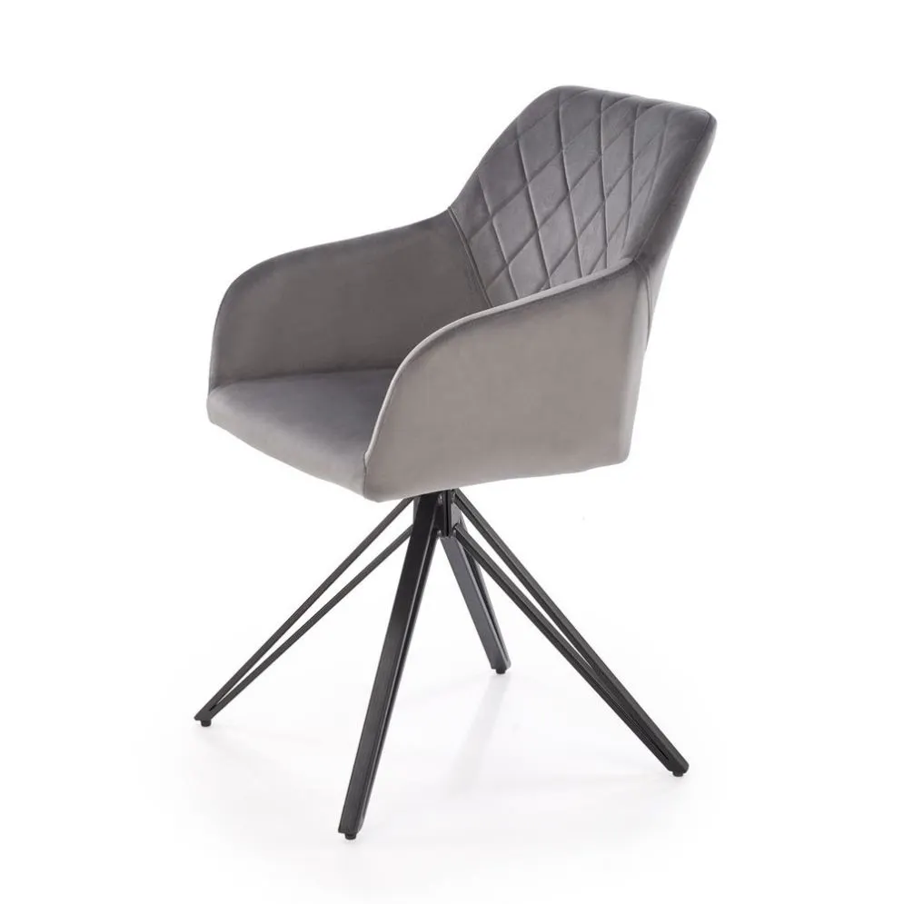 Krzesło tapicerowane K535 szare obracane na metalowych nogach I sklep meblowy MIRAT. styl GLAMOUR, LOFT