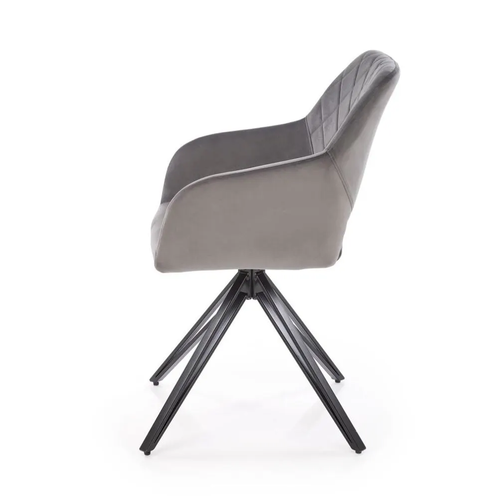 Krzesło tapicerowane K535 szare obracane na metalowych nogach I sklep meblowy MIRAT. styl GLAMOUR, LOFT