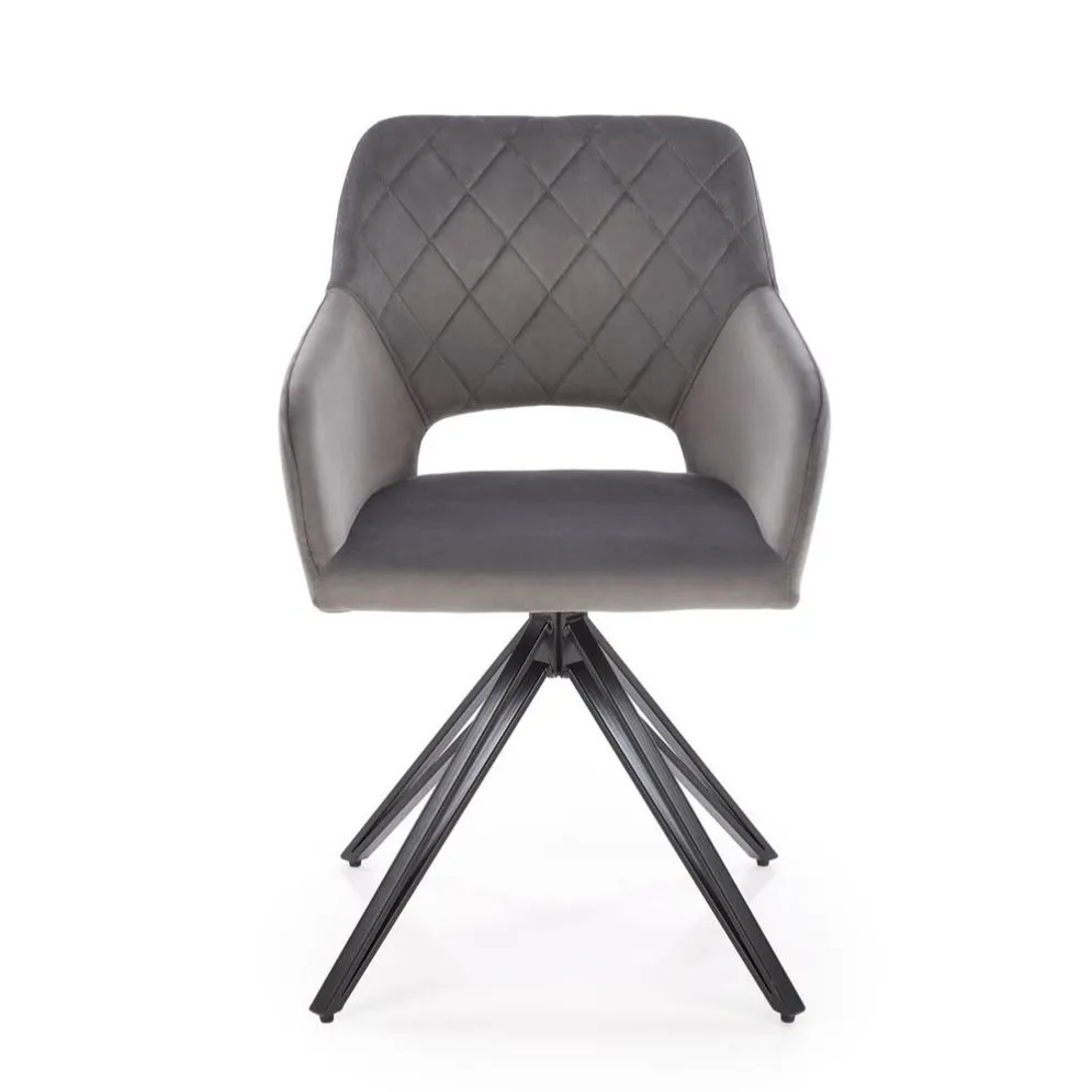 Krzesło tapicerowane K535 szare obracane na metalowych nogach I sklep meblowy MIRAT. styl GLAMOUR, LOFT