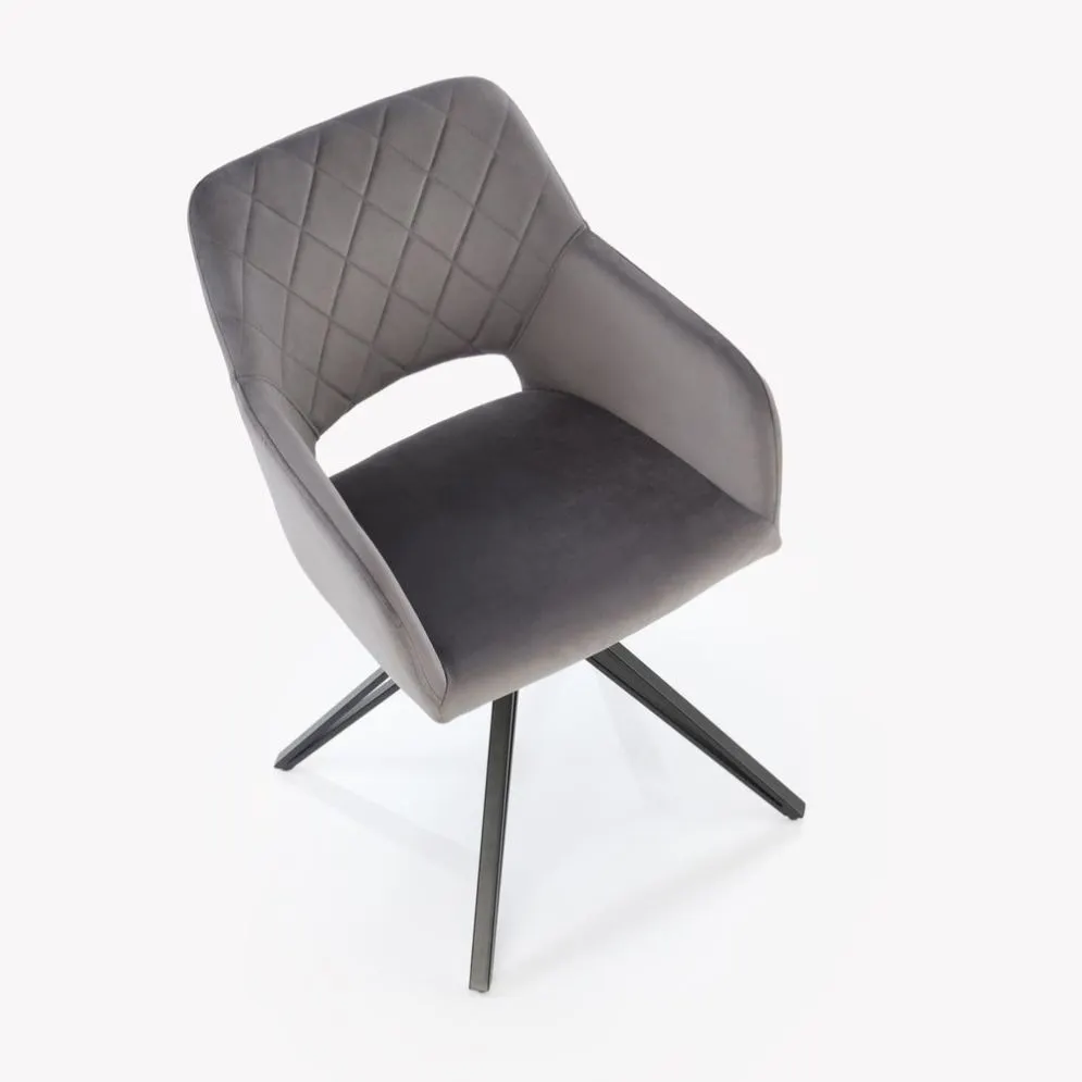 Krzesło tapicerowane K535 szare obracane na metalowych nogach I sklep meblowy MIRAT. styl GLAMOUR, LOFT