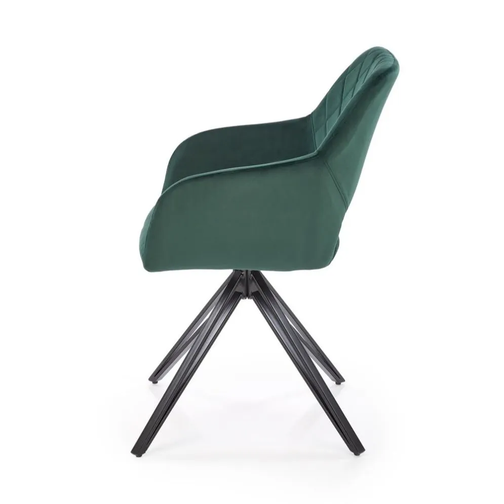 Krzesło tapicerowane K535 zielone obracane na metalowych nogach I sklep meblowy MIRAT. styl GLAMOUR, LOFT