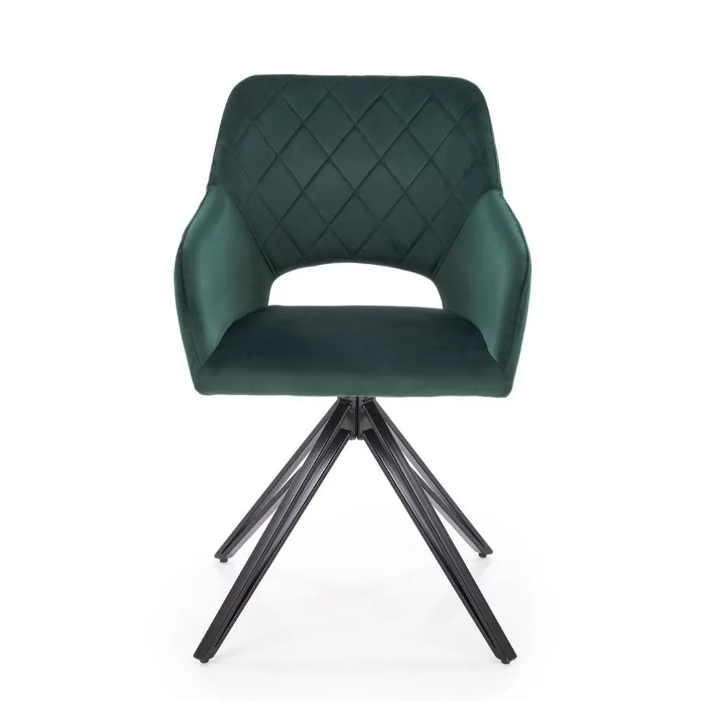 Krzesło tapicerowane K535 zielone obracane na metalowych nogach I sklep meblowy MIRAT. styl GLAMOUR, LOFT