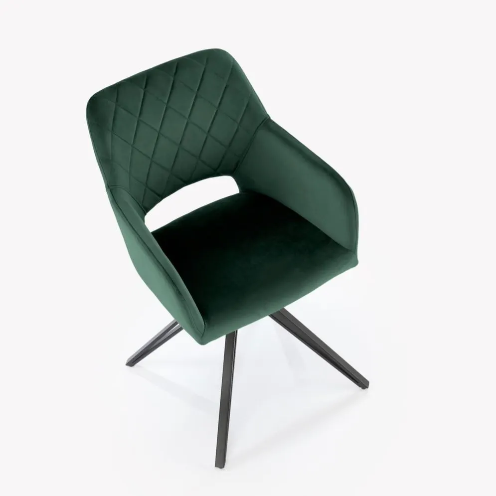 Krzesło tapicerowane K535 zielone obracane na metalowych nogach I sklep meblowy MIRAT. styl GLAMOUR, LOFT