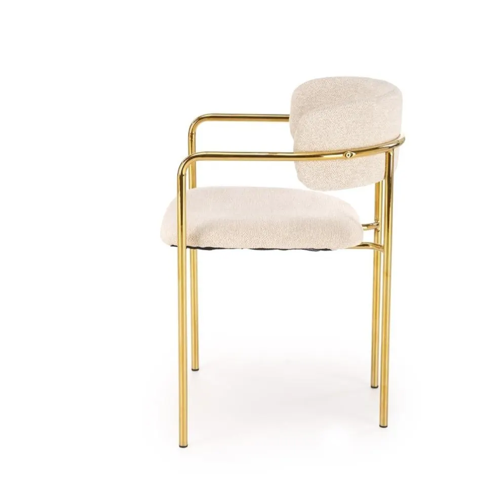 Krzesło tapicerowane K537 kremowe/złote w stylu glamour I sklep meblowy MIRAT. styl GLAMOUR