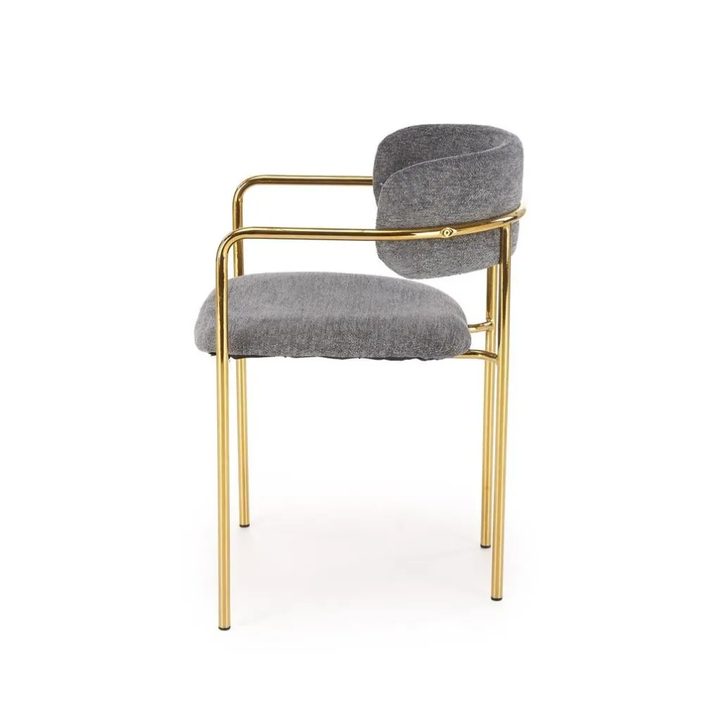 Krzesło tapicerowane K537 szare/złote z podłokietnikami I sklep meblowy MIRAT. styl GLAMOUR