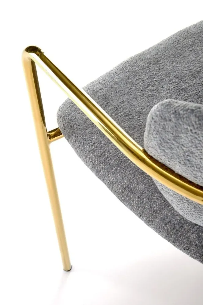 Krzesło tapicerowane K537 szare/złote z podłokietnikami I sklep meblowy MIRAT. styl GLAMOUR