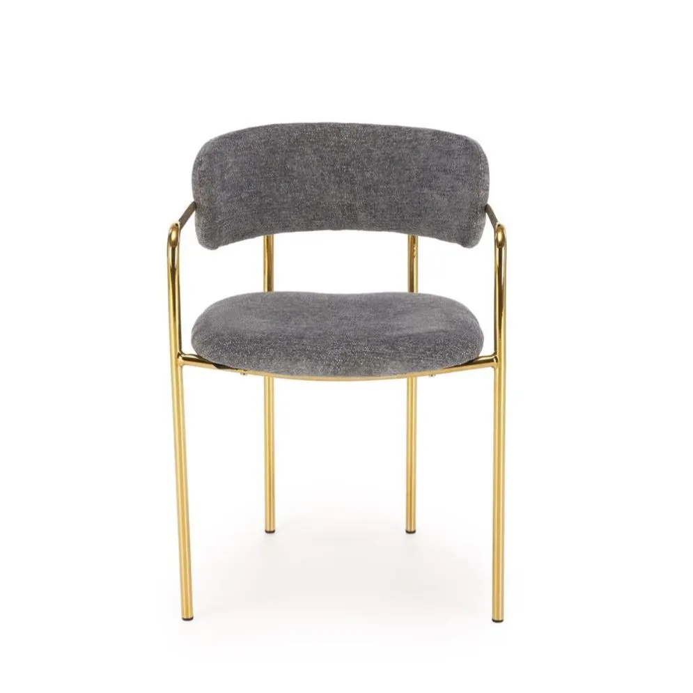 Krzesło tapicerowane K537 szare/złote z podłokietnikami I sklep meblowy MIRAT. styl GLAMOUR