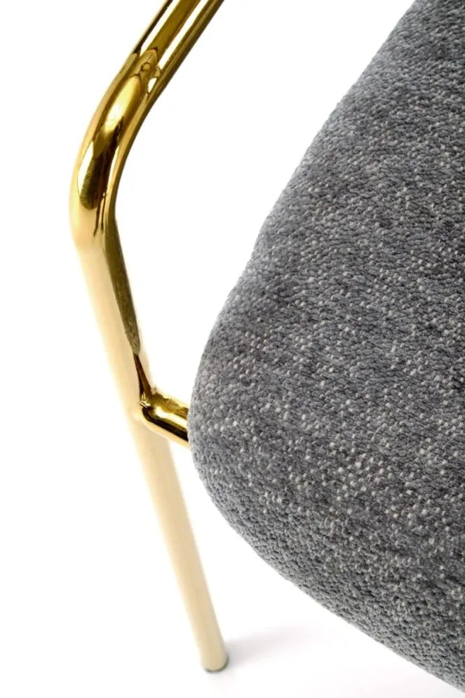 Krzesło tapicerowane K537 szare/złote z podłokietnikami I sklep meblowy MIRAT. styl GLAMOUR