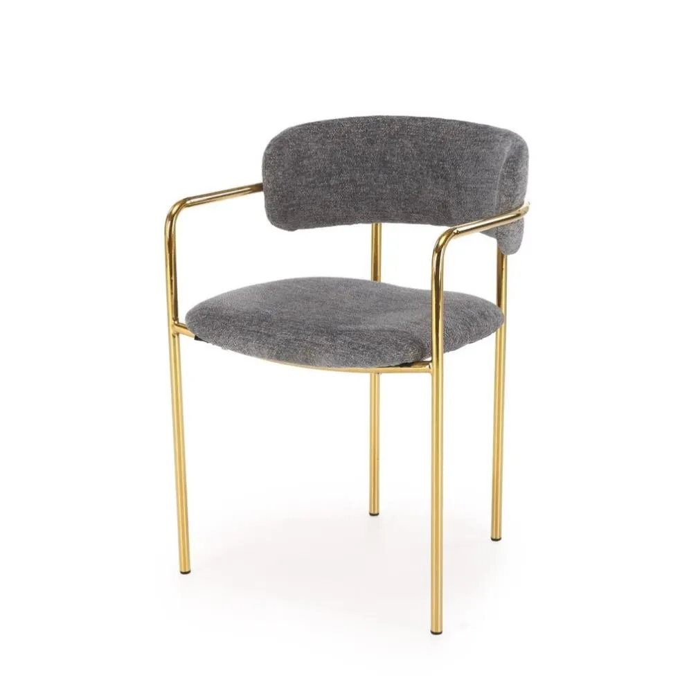 Krzesło tapicerowane K537 szare/złote z podłokietnikami I sklep meblowy MIRAT. styl GLAMOUR