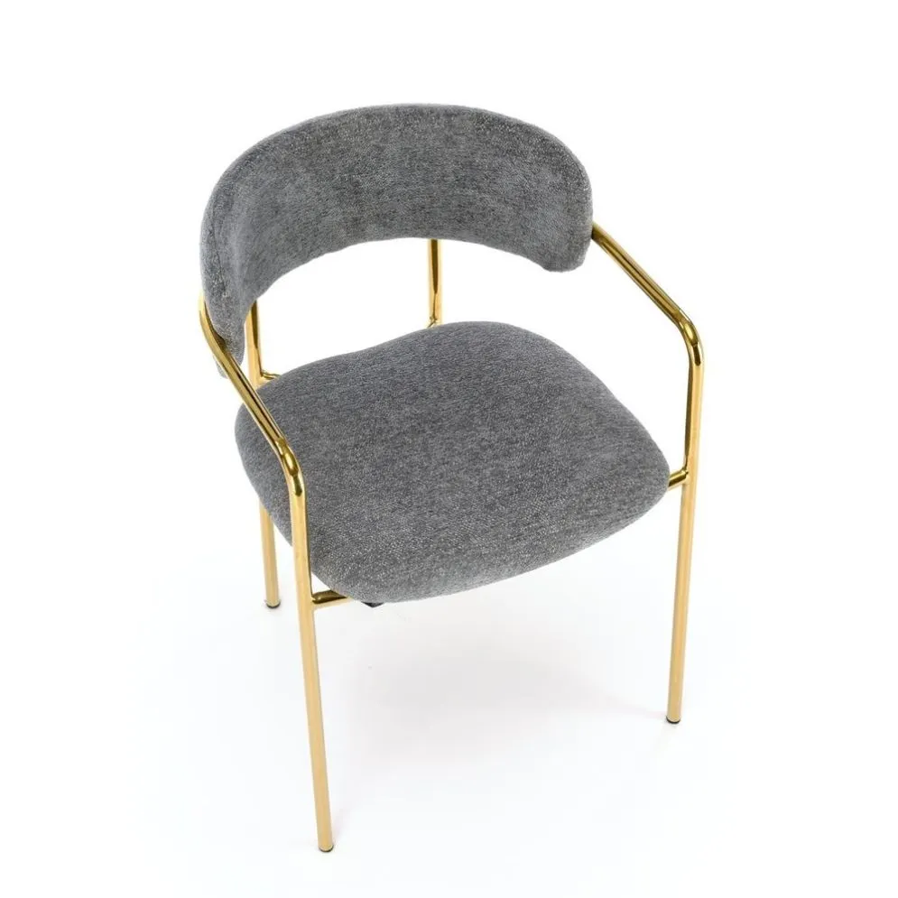 Krzesło tapicerowane K537 szare/złote z podłokietnikami I sklep meblowy MIRAT. styl GLAMOUR