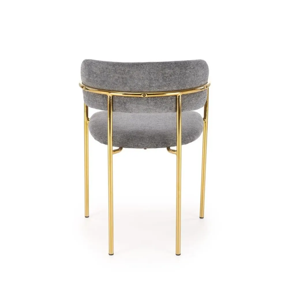 Krzesło tapicerowane K537 szare/złote z podłokietnikami I sklep meblowy MIRAT. styl GLAMOUR
