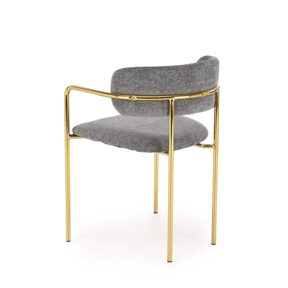Krzesło tapicerowane K537 szare/złote z podłokietnikami I sklep meblowy MIRAT. styl GLAMOUR