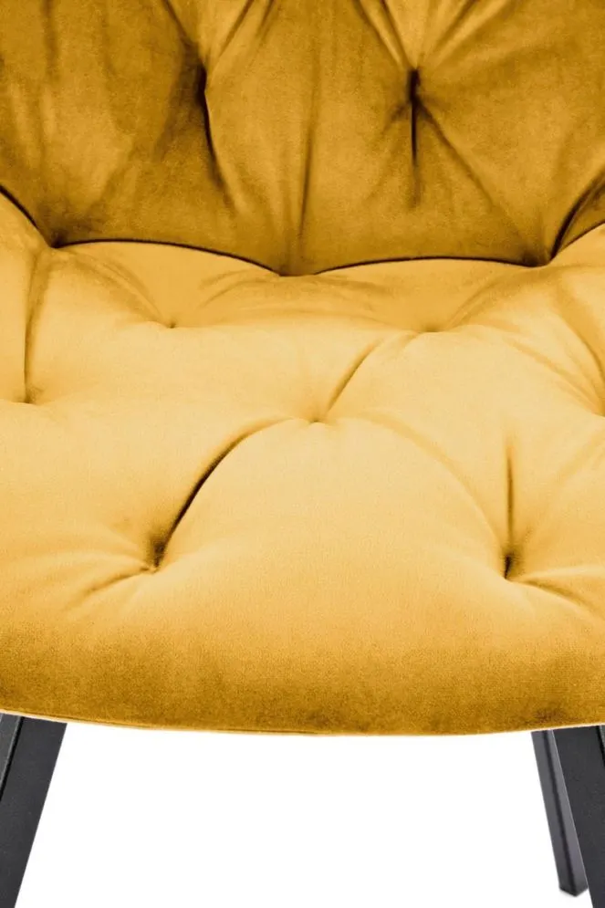 Krzesło tapicerowane K519 VELVET musztardowe obracane tapicerowane I sklep meblowy MIRAT. styl GLAMOUR