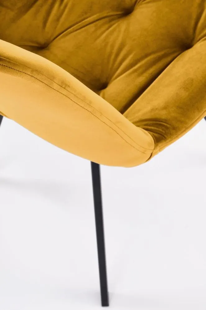Krzesło tapicerowane K519 VELVET musztardowe obracane tapicerowane I sklep meblowy MIRAT. styl GLAMOUR