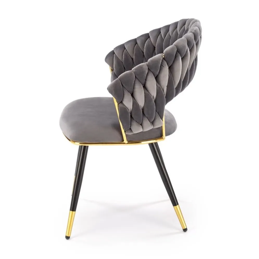 Krzesło tapicerowane K551 szare/złote w stylu glamour I sklep meblowy MIRAT. styl GLAMOUR