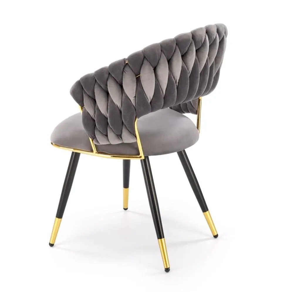 Krzesło tapicerowane K551 szare/złote w stylu glamour I sklep meblowy MIRAT. styl GLAMOUR
