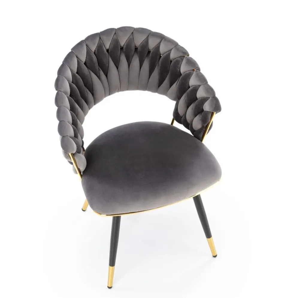 Krzesło tapicerowane K551 szare/złote w stylu glamour I sklep meblowy MIRAT. styl GLAMOUR