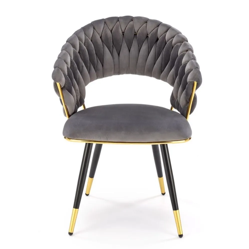 Krzesło tapicerowane K551 szare/złote w stylu glamour I sklep meblowy MIRAT. styl GLAMOUR