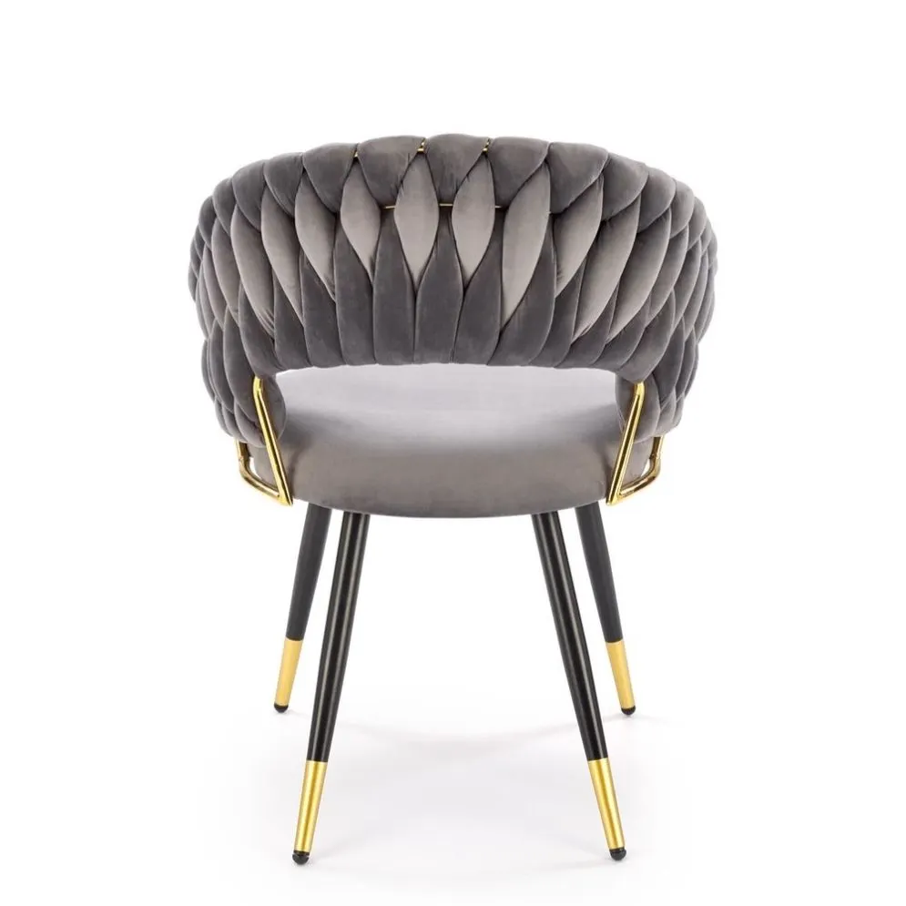 Krzesło tapicerowane K551 szare/złote w stylu glamour I sklep meblowy MIRAT. styl GLAMOUR