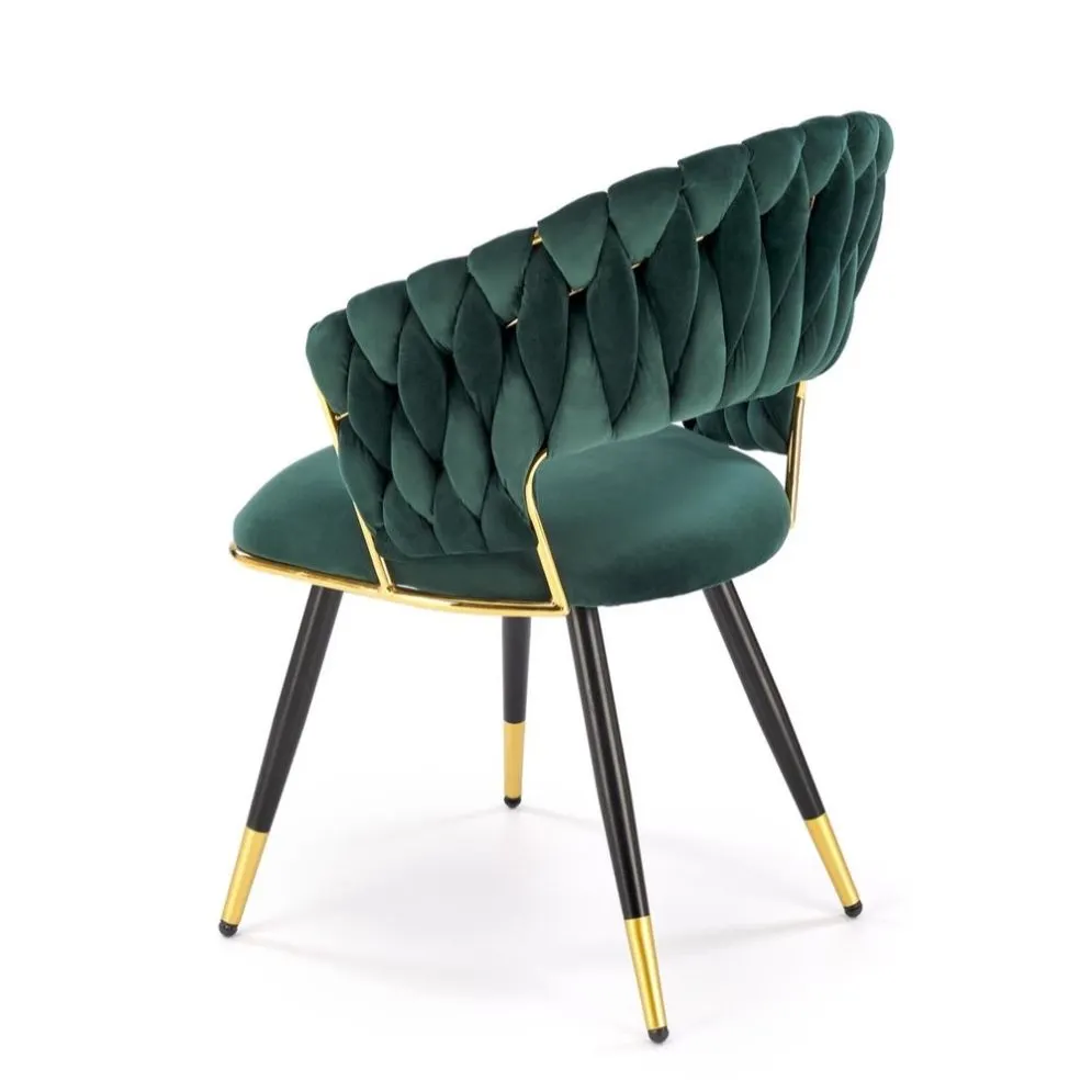 Krzesło tapicerowane K551 zielone/złote plecione I sklep meblowy MIRAT. styl GLAMOUR