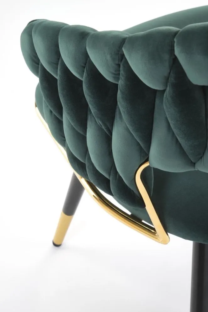 Krzesło tapicerowane K551 zielone/złote plecione I sklep meblowy MIRAT. styl GLAMOUR